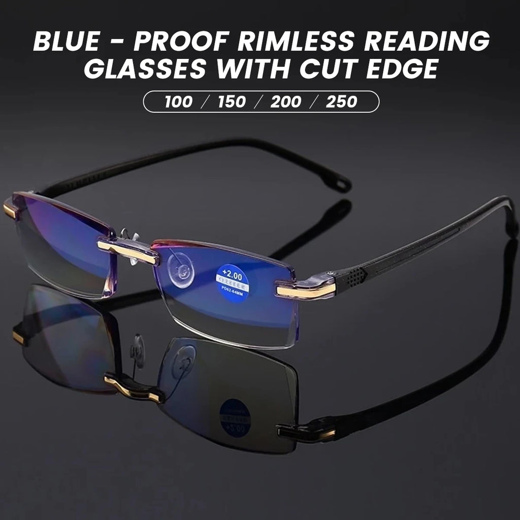 Reading Glasses Rimless Eyewear Blue Light Blocking Business Glasses for Computer Work Reading Book Newspapers Magazines Unisex