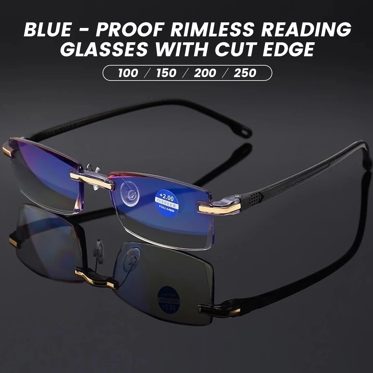 Reading Glasses Rimless Eyewear Blue Light Blocking Business Glasses for Computer Work Reading Book Newspapers Magazines Unisex