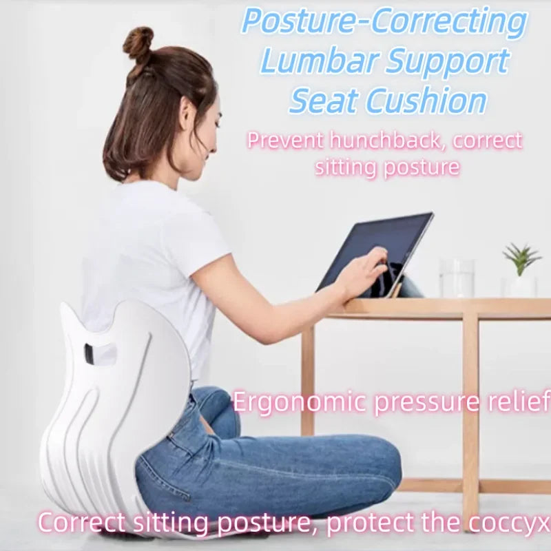 Posture-correcting lumbar support seat cushion, lumbar support seat cushion to adjust sitting posture and prevent hunchback