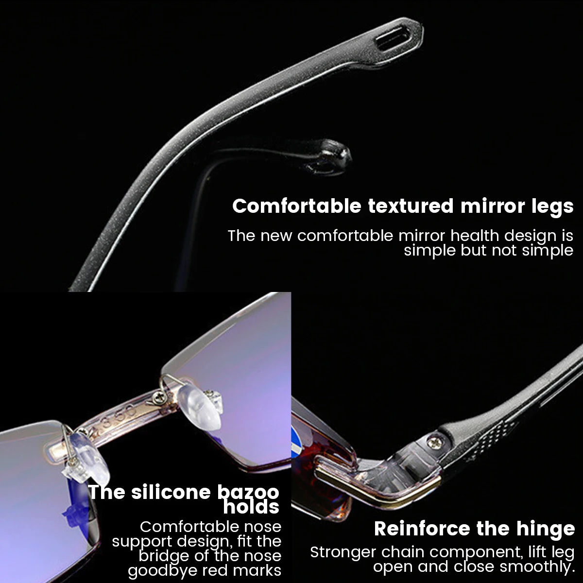 Reading Glasses Rimless Eyewear Blue Light Blocking Business Glasses for Computer Work Reading Book Newspapers Magazines Unisex