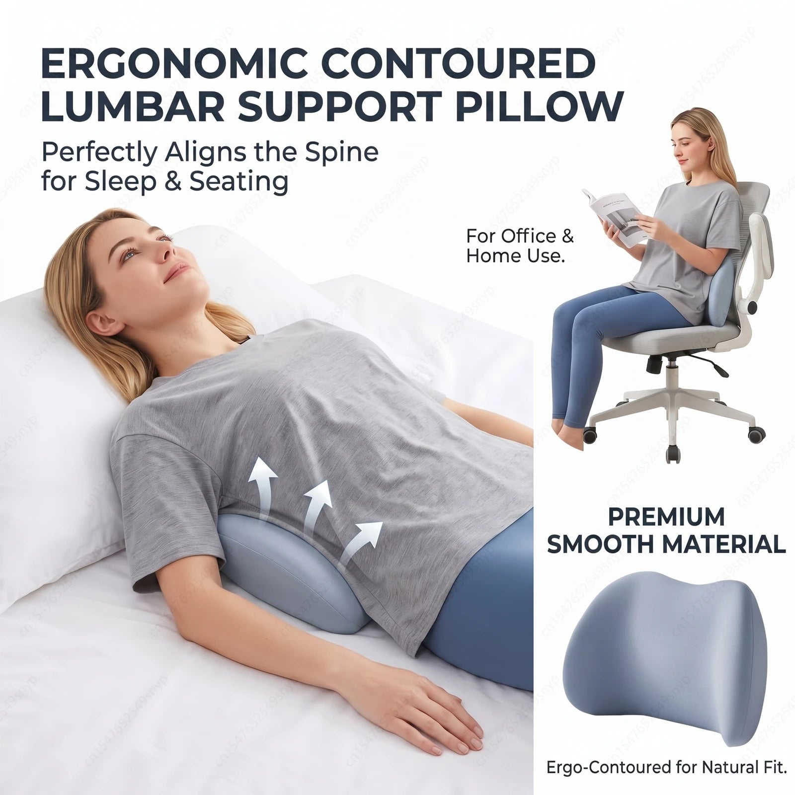 Office Lumbar Support Cushion Sleep Lumbar Pillow Ergonomic Soft Comfortable Memory Cotton Bed Lumbar Protrusion Back Support