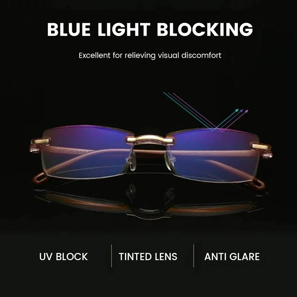 Reading Glasses Rimless Eyewear Blue Light Blocking Business Glasses for Computer Work Reading Book Newspapers Magazines Unisex