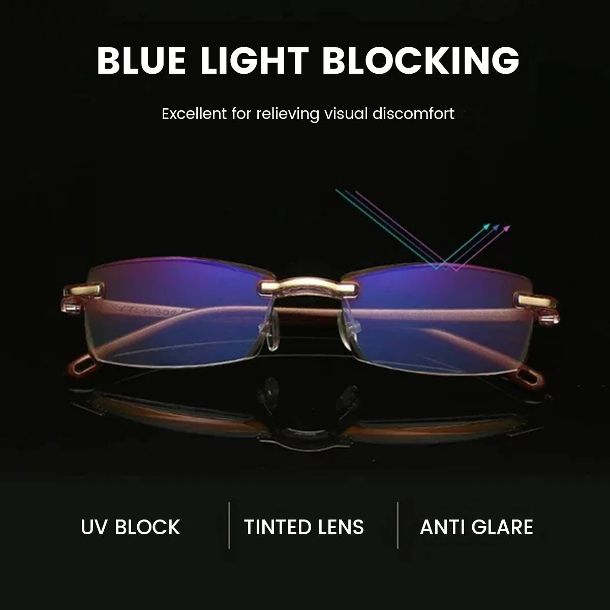 Reading Glasses Rimless Eyewear Blue Light Blocking Business Glasses for Computer Work Reading Book Newspapers Magazines Unisex