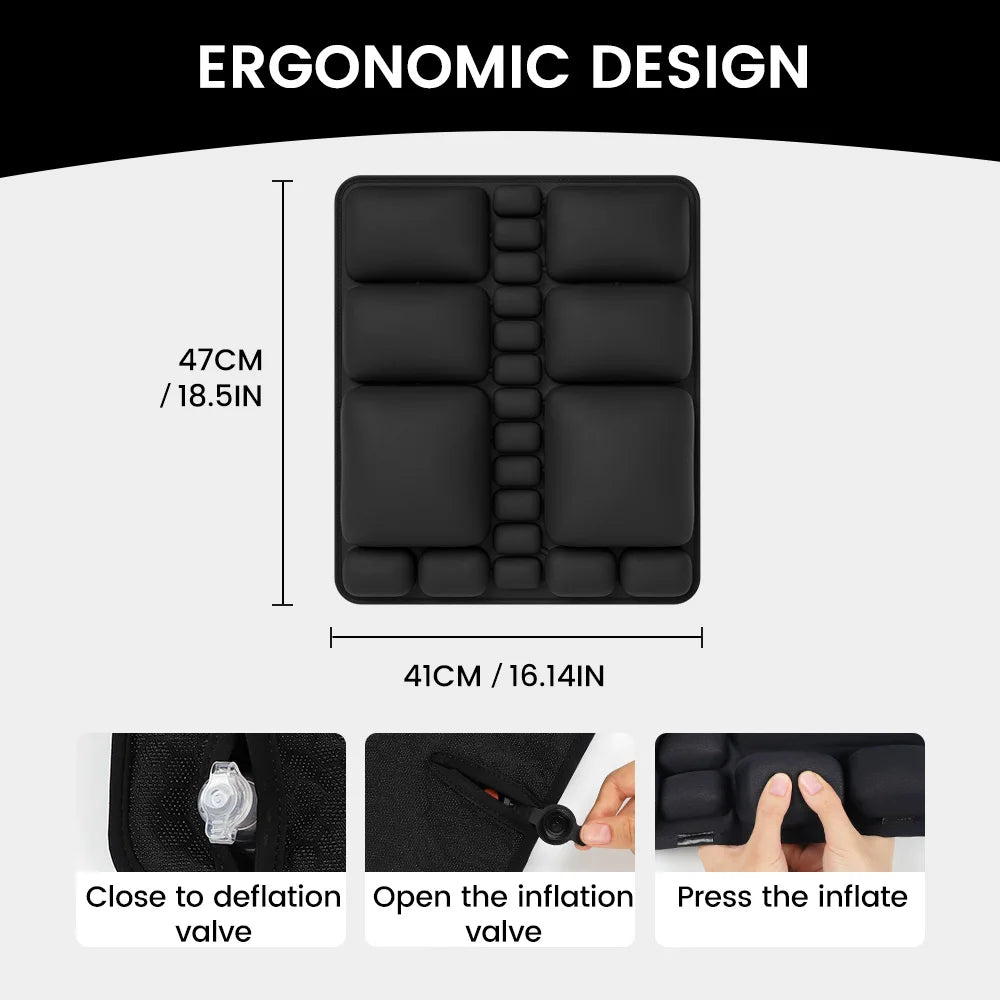 Lumbar Support Air Cushion - Pressurized Inflatable Back Pillow for Car/Office/Home | Portable Sitting Fatigue Relief